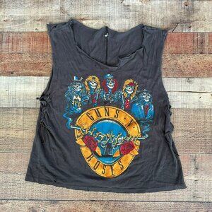 Guns and Roses Women's Size M Custom Made Short Sleeve Graphic Tee in Gray